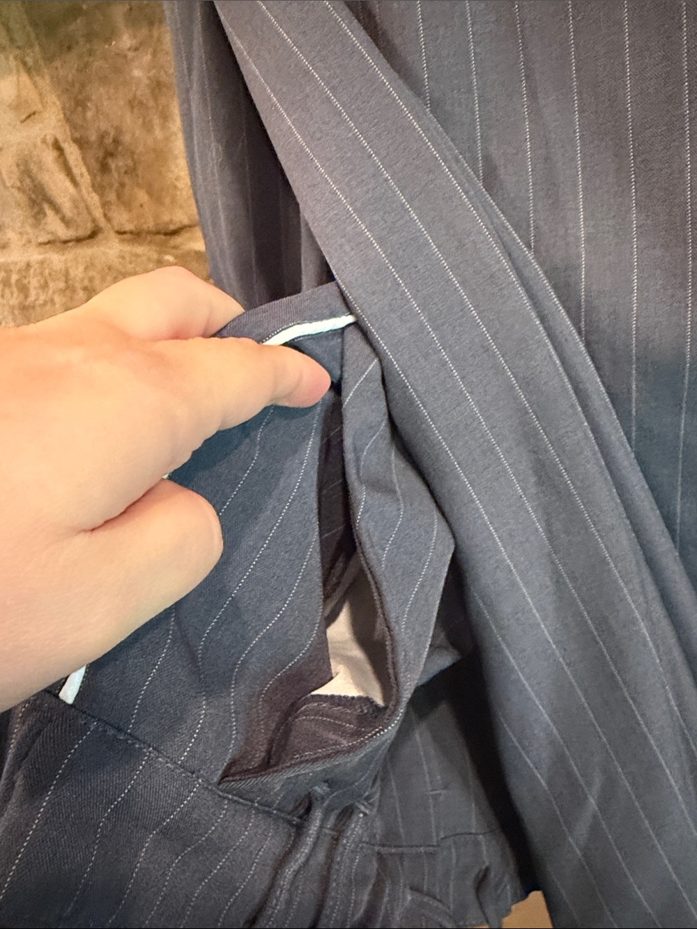 Women's Pinstripe Drawstring Dress Pants - Slate Blue - Picture 3 of 5